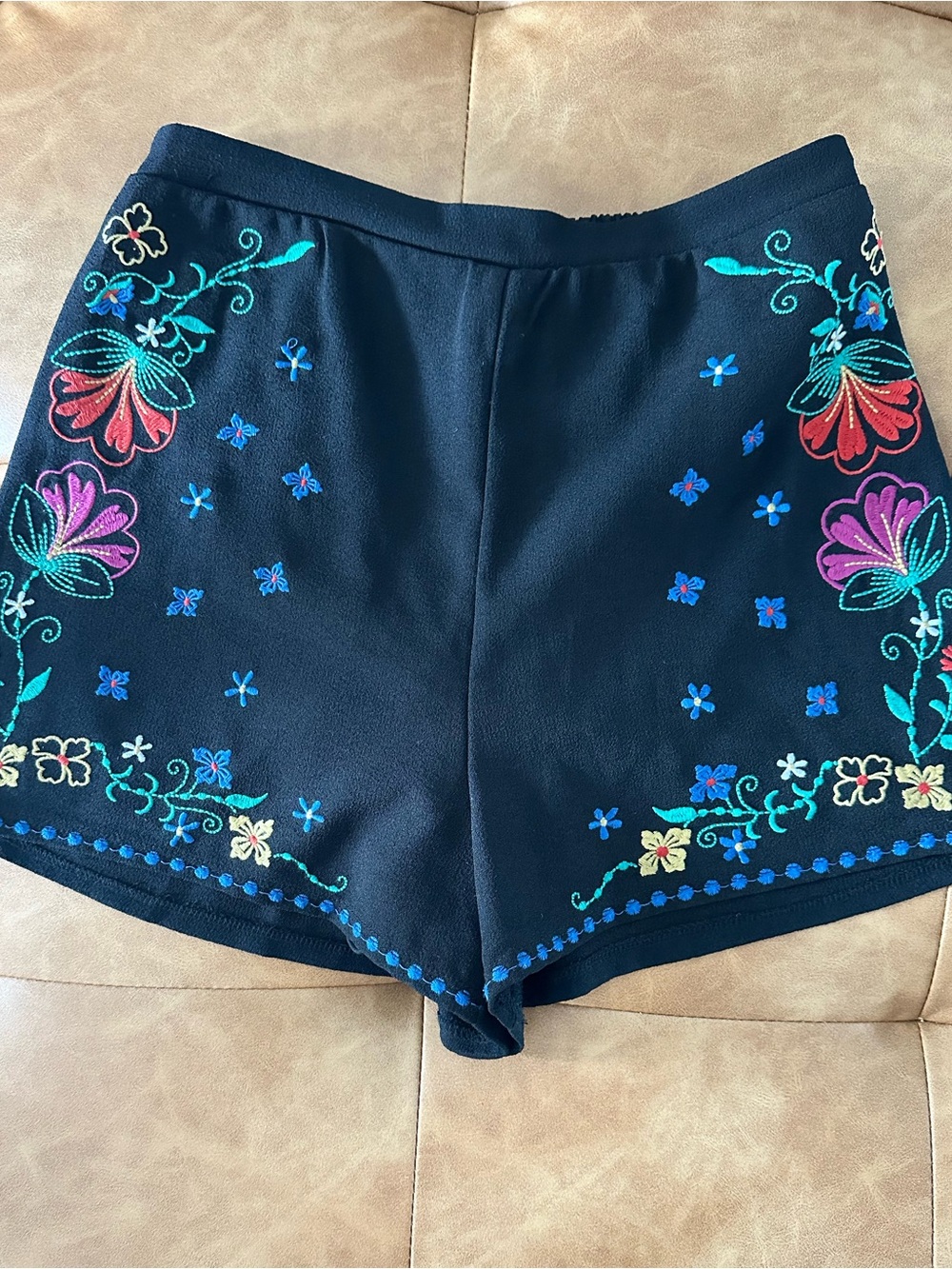 Xhilaration Black Floral Embroidered Shorts Size S